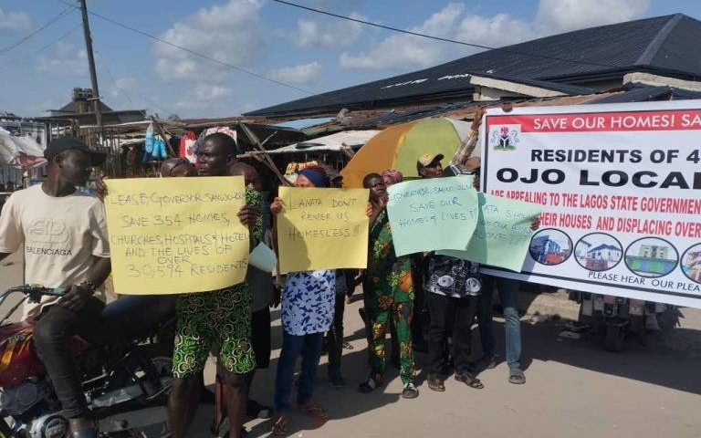 Lagos community protests alleged plan to demolish over 300 homes for rail project