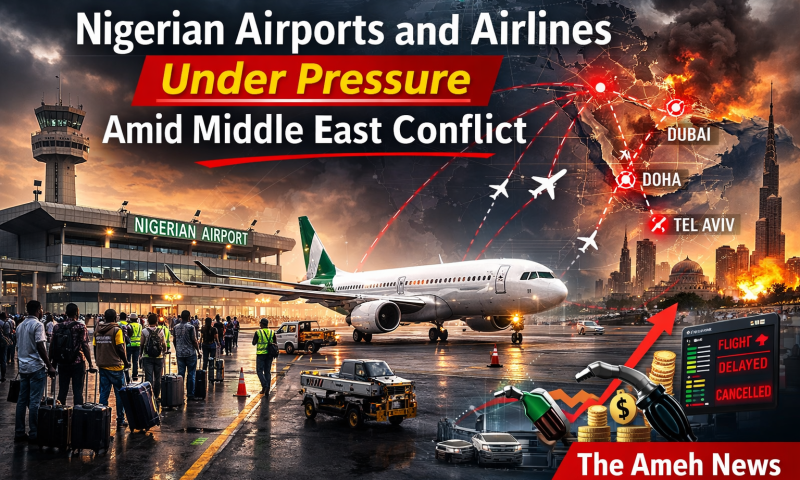 “The Ameh News Editorial: Nigerian Airports and Airlines Under Pressure Amid Middle East Conflict”